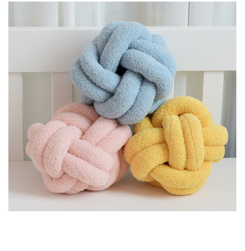 Handwoven Knotted Ball Pillow Image 4