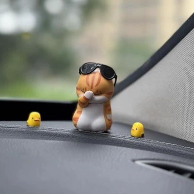 Cute Cat Car Ornaments Car ornaments - worry-cat-glasses-2-cuckoo-chickens-free-seamless-stickers