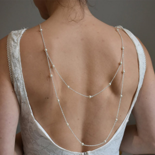 New Double-Layer Pearl Back Chain Bridal Wedding Dress Chain Back Chain Body Chain Accessories Back Chain