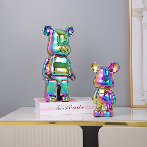 Modern violent bear electroplated ceramic ornaments cute piggy bank entrance living room bedroom desktop decoration holiday gift