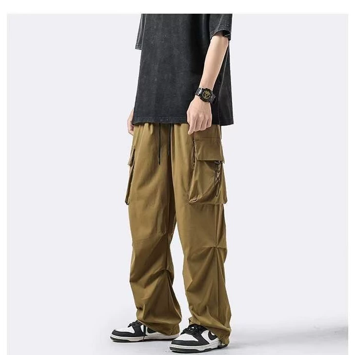 Весенние и летние американские ретро-комбинезоны для мужчин прилив-бренд свободная быстродушная посадка парашютные штаны прямой штурм альпинистские штаны