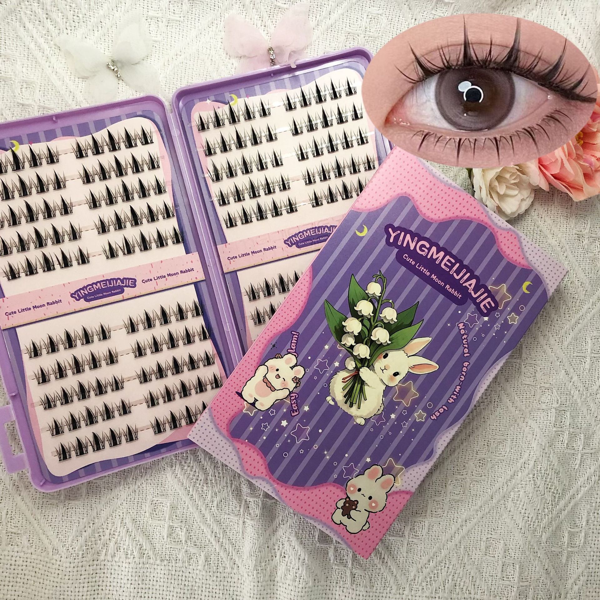 20 filas de paquete de caja de regalo de pestañas falsas transfronterizas, pestañas falsas densas, pestañas falsas sin pegamento.