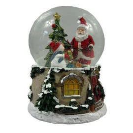 跨境新品圣诞水晶球音乐灯光飘雪功能礼品 圣诞摆件