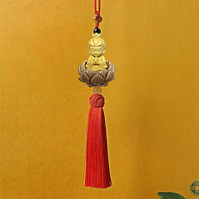 talismanic car rearview mirror – Car hanging - single-tassel-guanyin-red