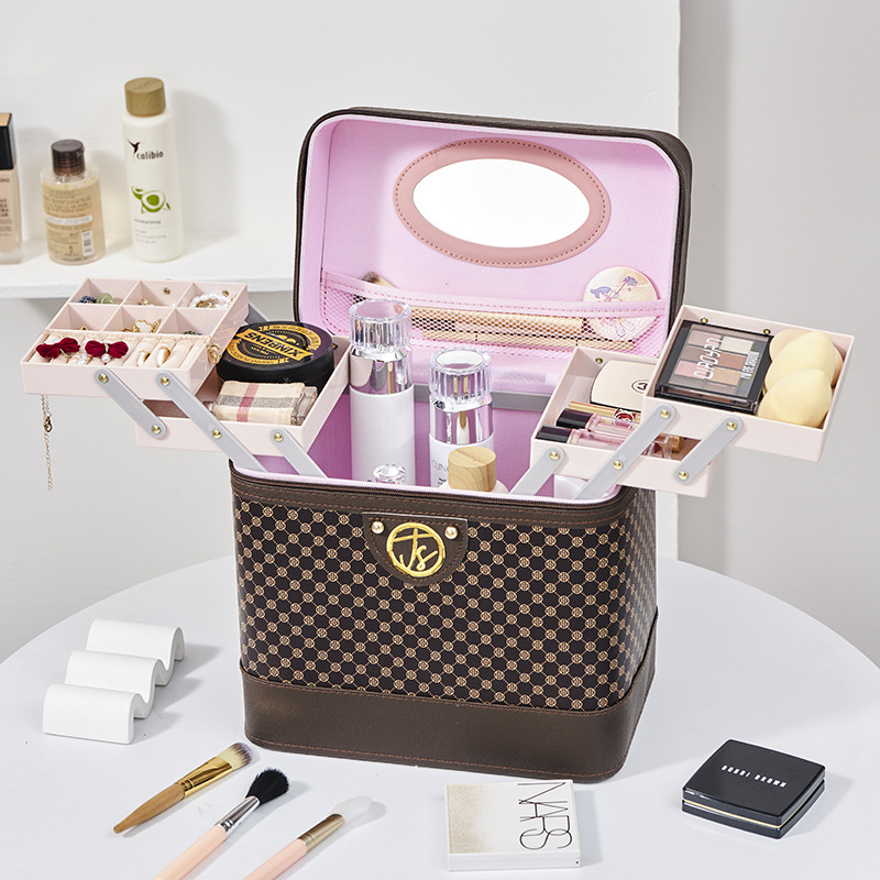 Maleta de Maquillaje de Moda con Compartimentos Interiores, Caja de Almacenamiento de Cosméticos Multifuncional, Maleta de Gran Capacidad, Venta al por Mayor