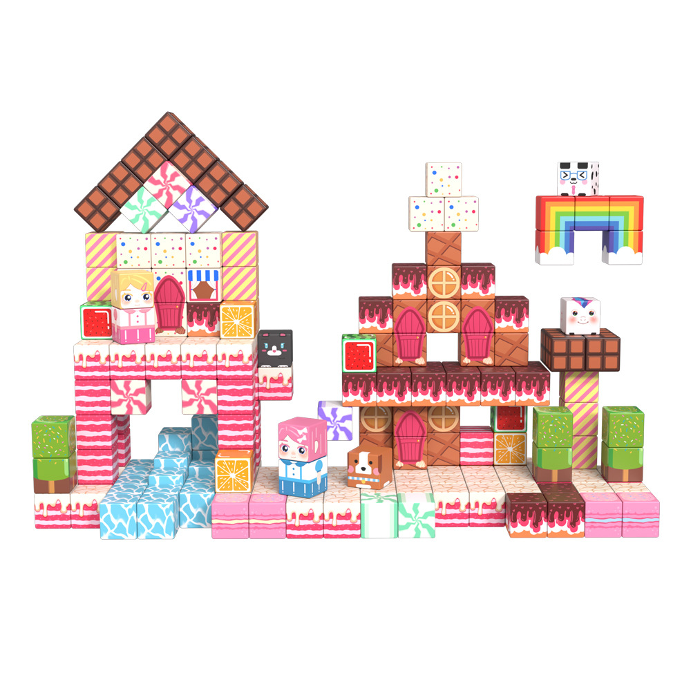 Transfronterizo Amazon Candyland Bloqueo magnético para construir juego de juguetes de rompecabezas para niños