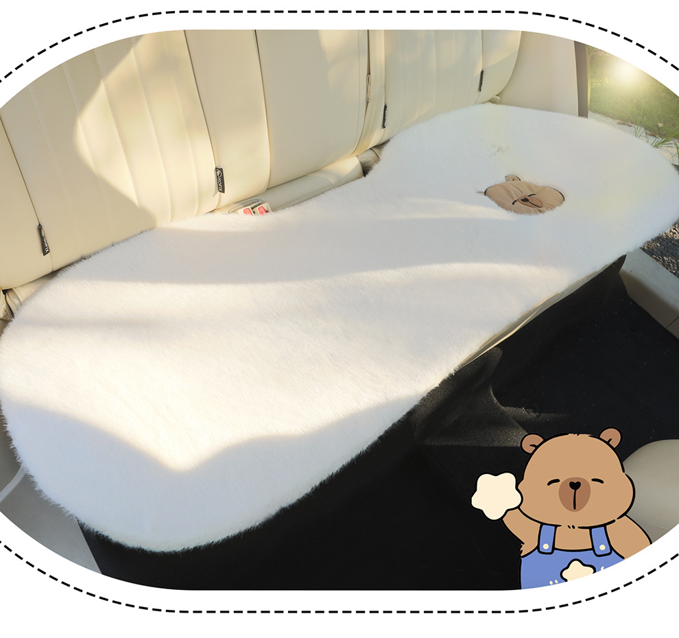 Cartoon Winter Car Seat Cushion Plush Bear Warm Car Supplies Fashionable and Cute Non-Shedding Seat Cushion Three-Piece Set