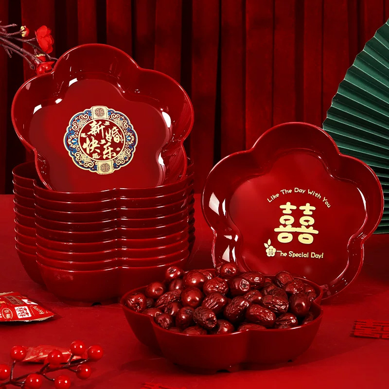 Plato de fruta festivo gran fruta roja placa de la boda caramelo fruta seca merienda placa boda Boda boda banquete suministros