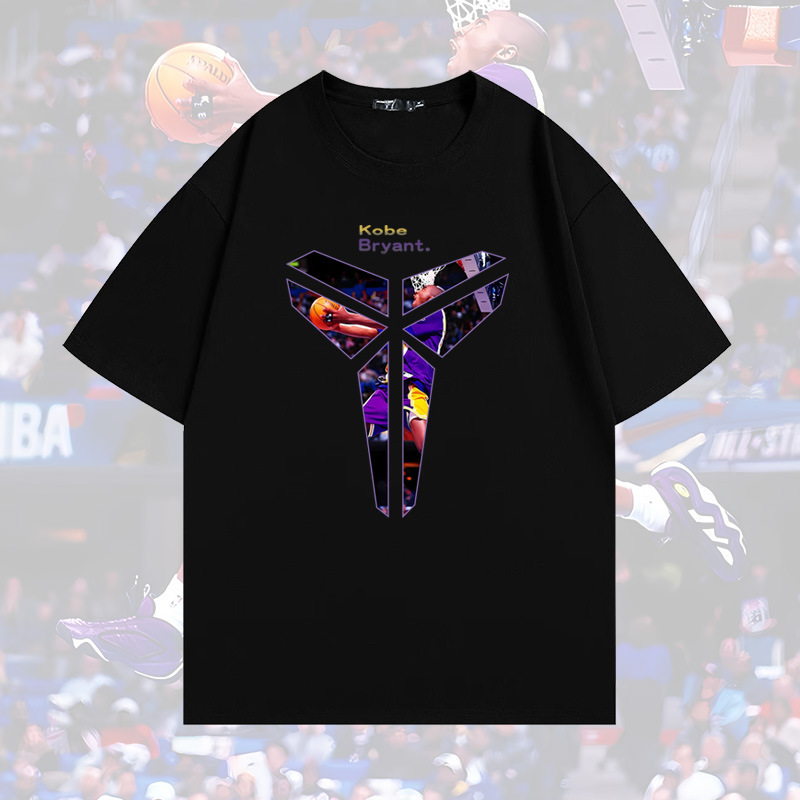 Basketball Sports Star Kobe Bryant Cotton Short-sleeved T-shirt Men's Summer Fashion Brand Loose Shoulder Shoulder Half-sleeved Top