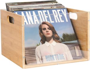 Bamboo record rack storage box storage box storage transparent record holder CD office storage large
