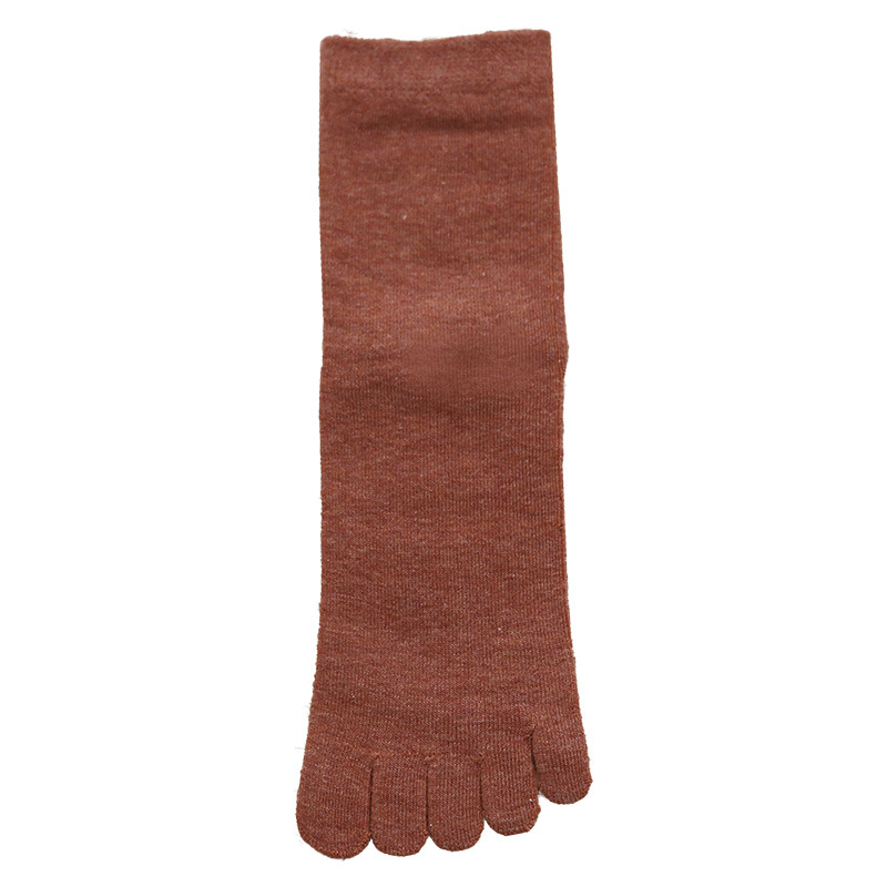 Mediados de la pantorrilla calcetines de cinco dedos dedo colorido de las mujeres dedo del pie de 5 dedos primavera y otoño invierno algodón alto cálido cinco dedos que absorbe el sudor Sun todo partido aislamiento