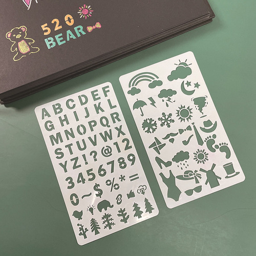 YUELU Cross-border Creative Children's Assistant Material Template Drawing Template Scratch Edge Ruler