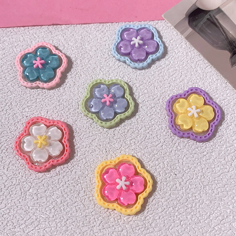 Doble capa de brillo fino accesorios de resina de flor pequeña caja de teléfono celular crema pegamento DIY cabello cabeza cuerda taza de agua material colgante hebilla de zapatos