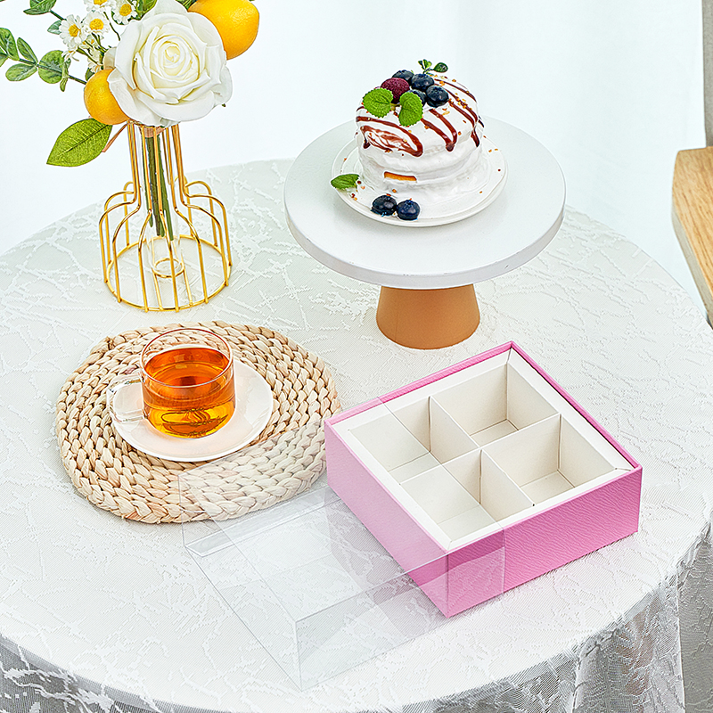 2025 nuevo 4 gránulos 6 gránulos 8 gránulos sándwich coreano caja de macarrones grasa caja de regalo transparente caja de postre horneado