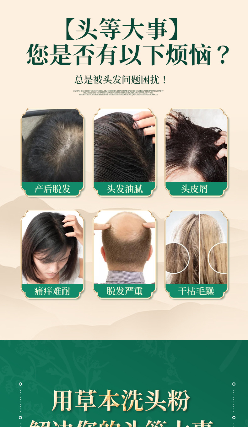 Herbal Hair Wash Powder 250g Traditional Chinese Botanical Hair Care Blend with Platycladus Gleditsia Sapindus and Ganoderma overview