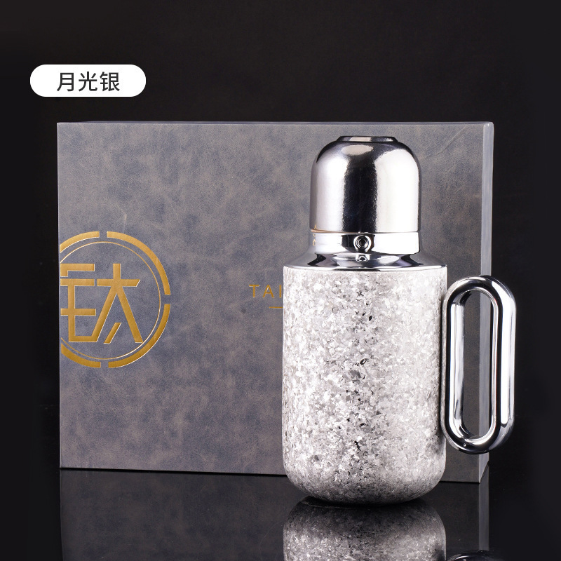 Temperatura mecánica de hervir tetera doméstica de gran capacidad, mango portátil, taza de aislamiento térmico, titanio puro de alta calidad, recipiente de aislamiento térmico de regalo