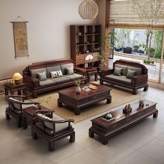 新中式乌金木实木沙发仿古贵妃冬夏两用别墅家具客厅家用大小户型