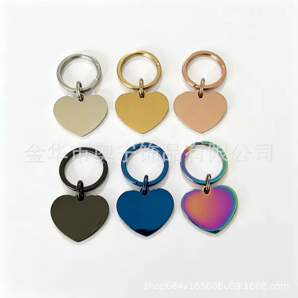 Directly Supplied from the Manufacturer, Stainless Steel Heart-Shaped Pendant with Key Ring, Heart-Shaped Tag with Key Ring