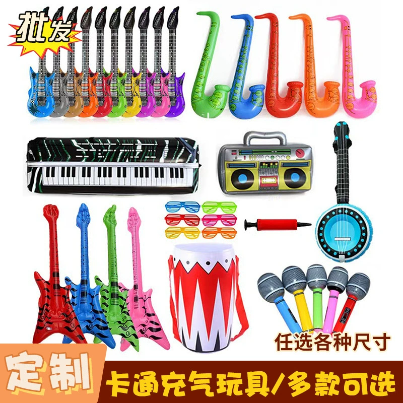 Inflatable Musical Toy Set, PVC Instruments (Guitar, Microphone, Sax), Multi-size Options