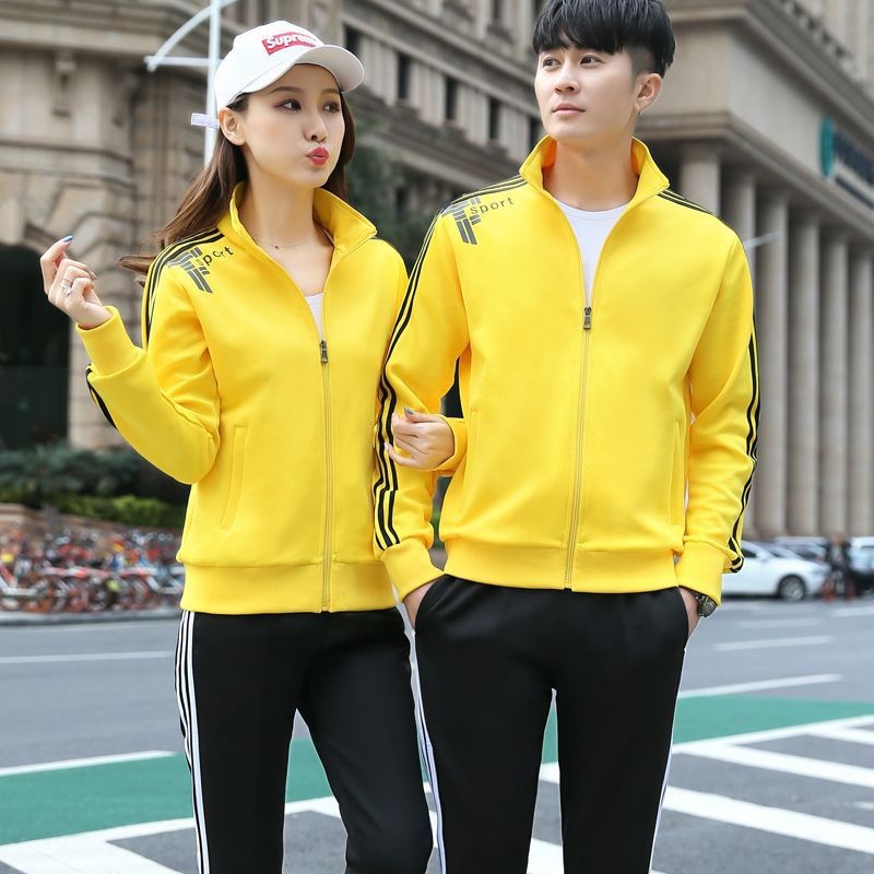 Spring and Autumn men's and women's sportswear suit set couple's sportswear casual running clothing sweater Group LOGO autumn