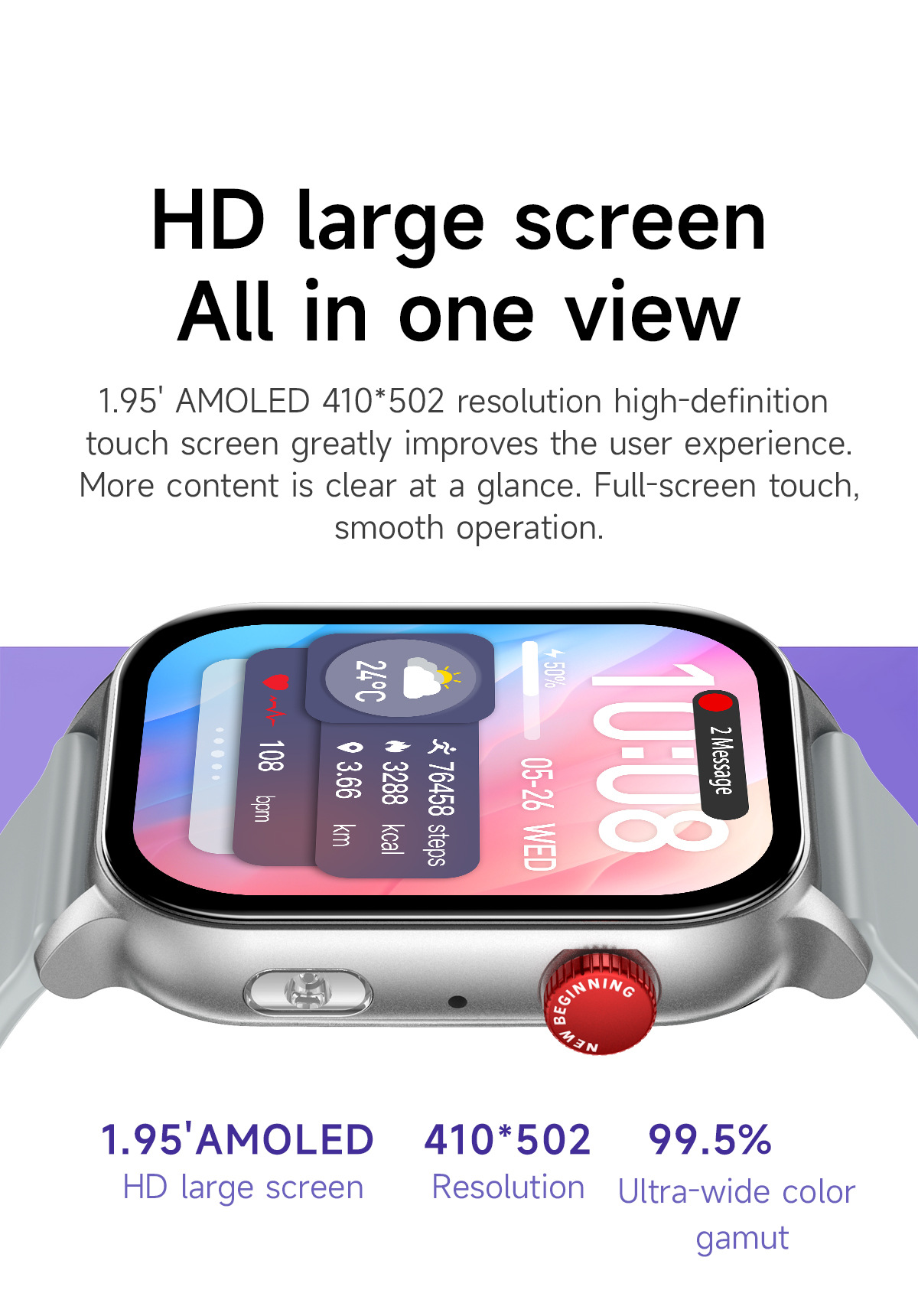 Smartwatch kr86 amoled hd com bluetooth chamadas e leitor música_voghion.com