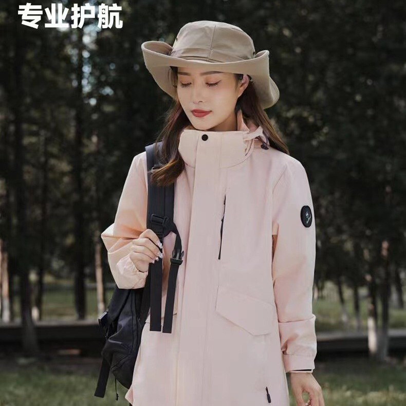 Mountain Jacket Women's Three-in-One Waterproof Windbreaker Ski Mountaineering Suit Men's Thick Velvet Warm Jacket Two-piece Set