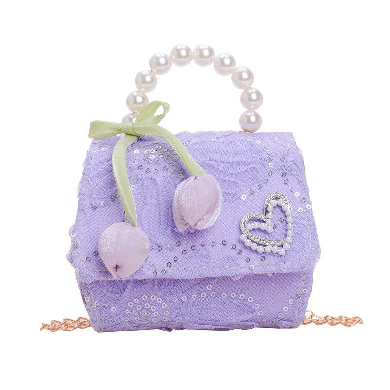 Bolso de hombro para niña con fragancia pequeña coreana, flor dulce, bolso de perla para bebé, cadena de moda, bolso de mensajero para niños