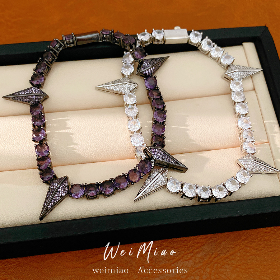Zircon colgante de diamante redondo pulsera de fichaje personalidad pulsera de estilo hip-hop punk lujo ligero de alta sensación joyas de mano para mujeres