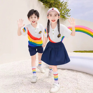 Primary School Students' Uniform Summer School Uniform Children's Performance Uniform Student School Uniform Short-sleeved suit Children's Sports Class Uniform suit