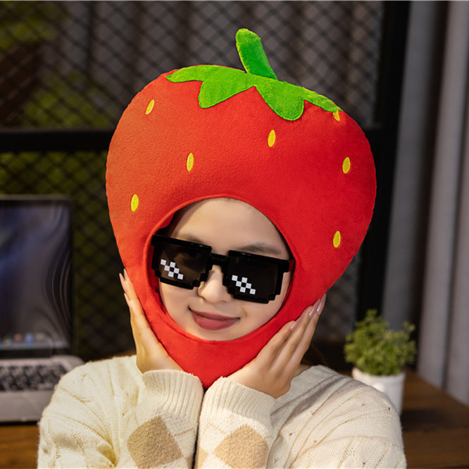 Cute fruit children can wear red strawberry headgear hat performance props photo artifact kindergarten activities