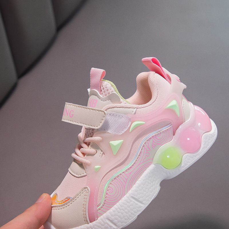 Scarpe per bambini da basket in stile velcro, alla moda, versatili, per ragazze, ragazzi e ragazze, in pelle, primavera e autunno_voghion.com