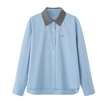 2025冬季新款miu系撞色拼接磨毛感衬衫女A1CAF410A