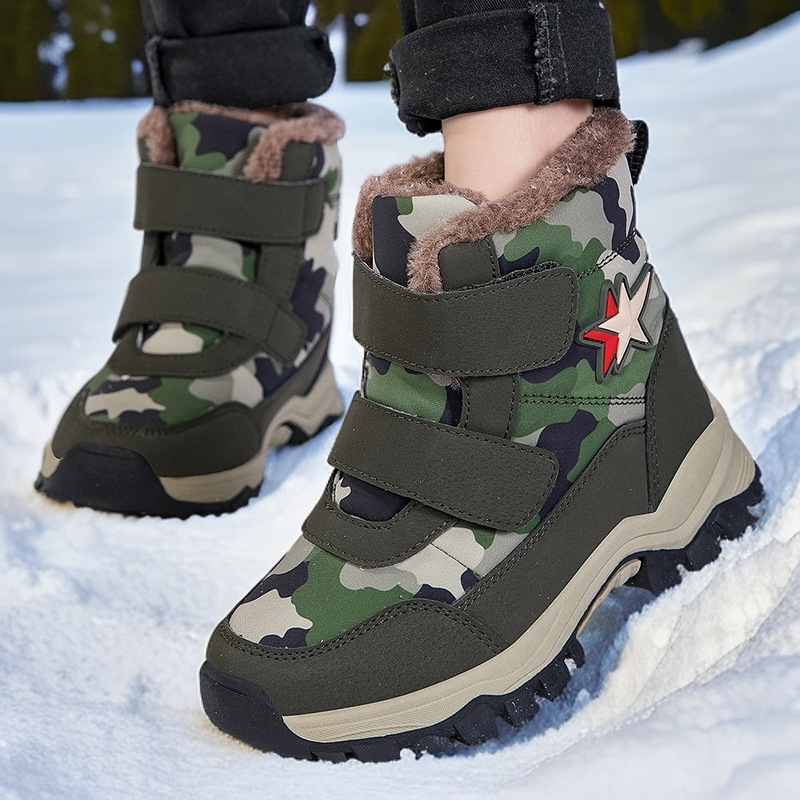 青少年儿童雪地靴跨境2024新款冬季加棉加厚保暖高帮男女童棉鞋子