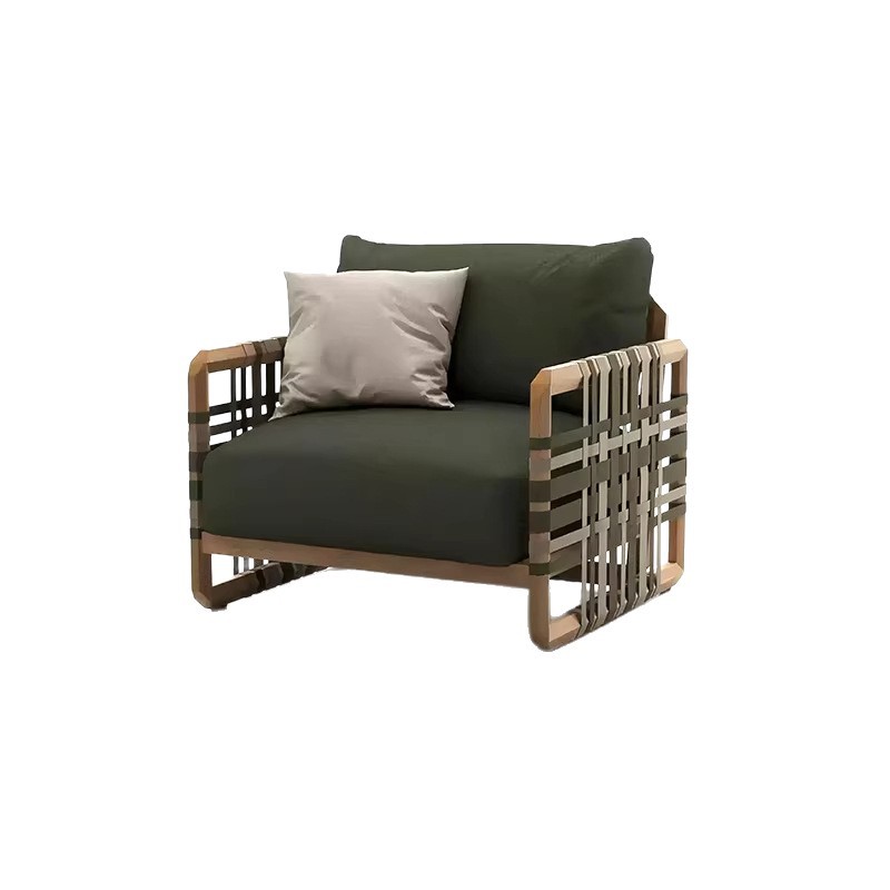 Sofá de madera maciza al aire libre terraza villa de caña silla de ocio combinación mesa de té al aire libre jardín patio muebles de casa modelo