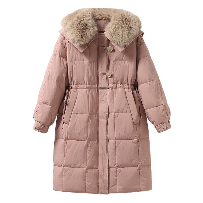 Зимний женский пуховик премиум-класса, новая модель, средней длины, в корейском стиле, на утином пуху, теплый, модный, оптом из Пинху, ветрозащитный