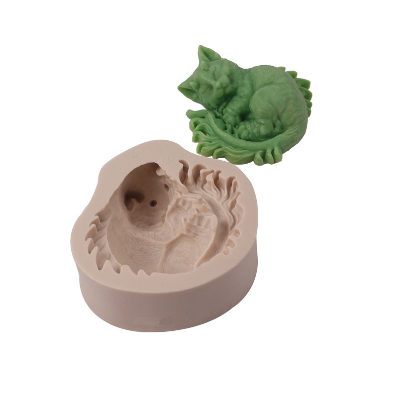 Jabón de jabón utensilios para hornear dormir diablo gato fondant molde de la torta aromaterapia decoración de yeso molde de silicona
