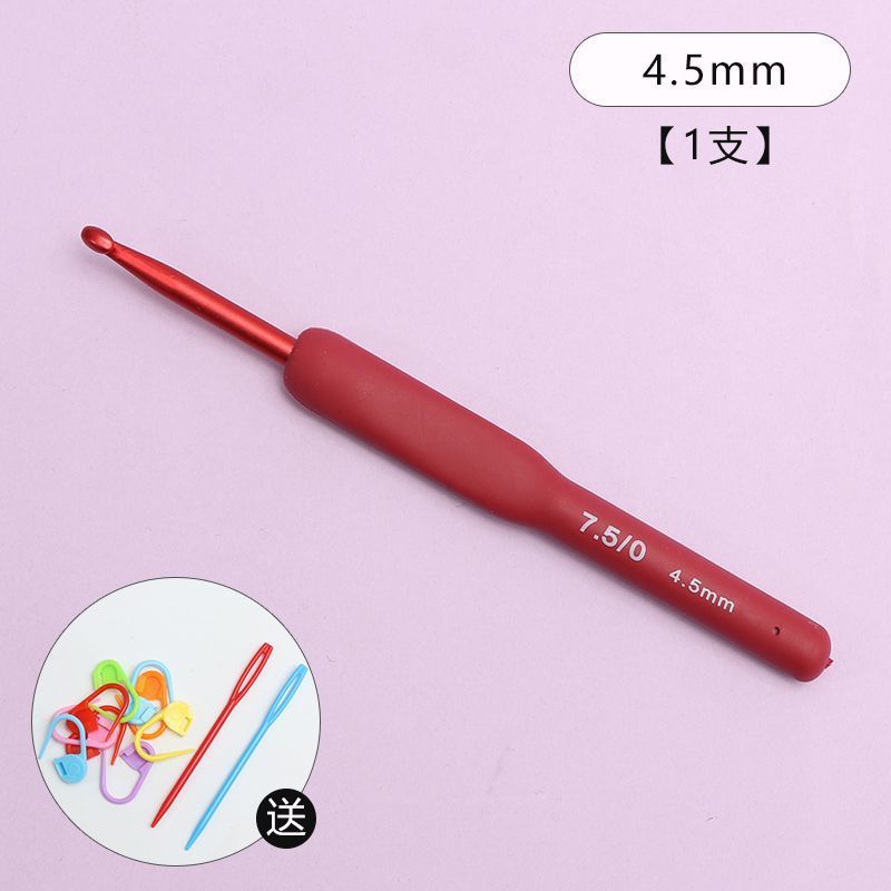 かぎ針の赤い柔らかい柄の針のフルセットのシリカゲルのツールセットの手編みのカバンの滑り止めのセーターの針の包み|undefined