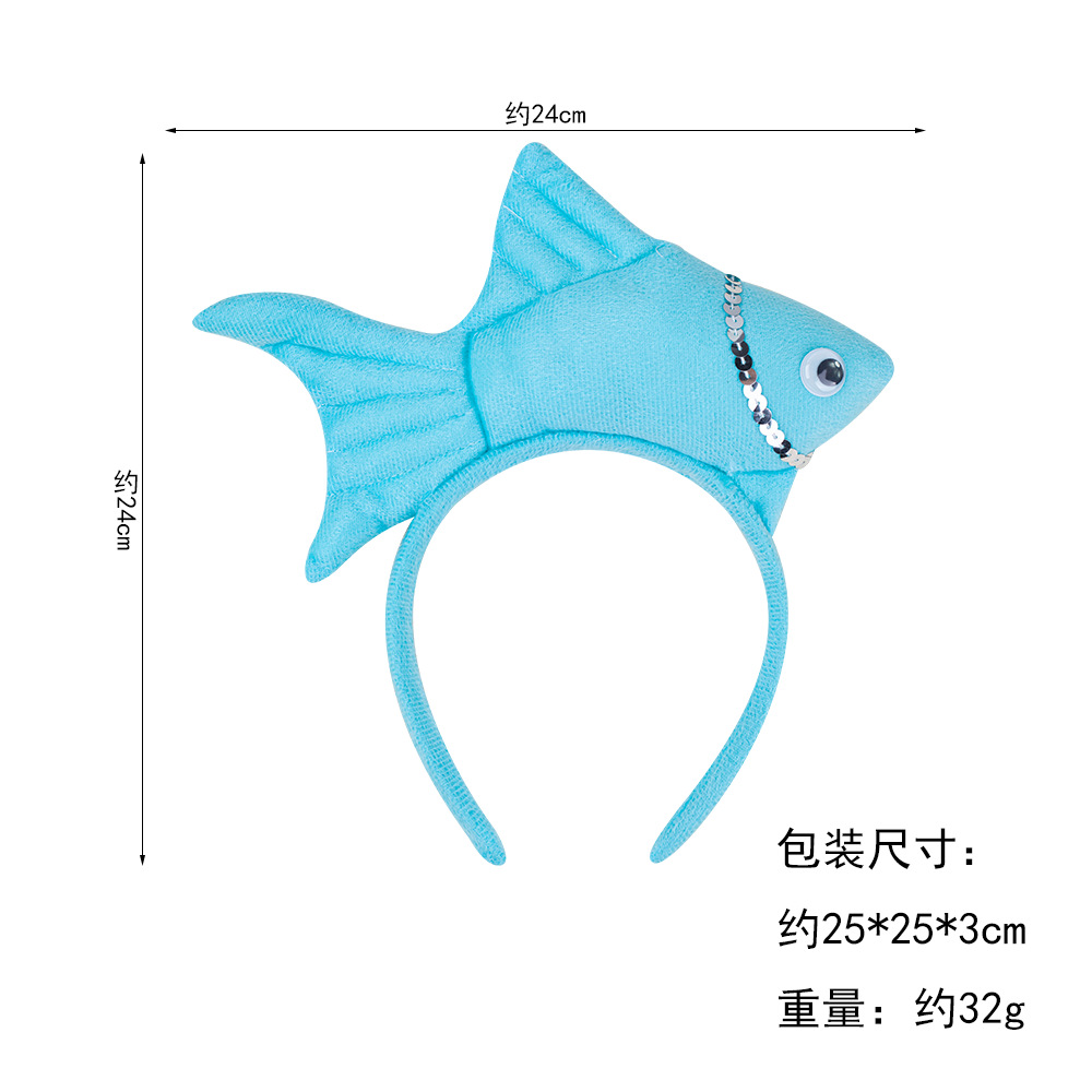 Wansheng rendimiento de la etapa tocado suministros de juego de Navidad peces animales diadema Vida Marina Goldfish diadema