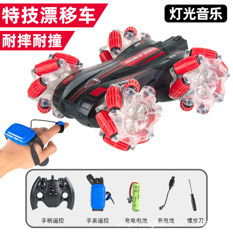 Coche de control remoto RC transfronterizo, coche de control remoto con acrobacias de gestos de doble cara, coche de juguete para niños con tracción en las cuatro ruedas, todoterreno, regalo para niños