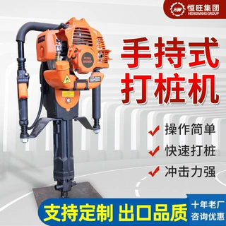手持式防汛打桩机二冲程便携式植桩机小型汽油四冲程护栏打桩机