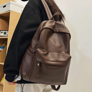 Retro capacious backpack, shoulder bag, universal school bag for traveling, for students, simple and elegant design