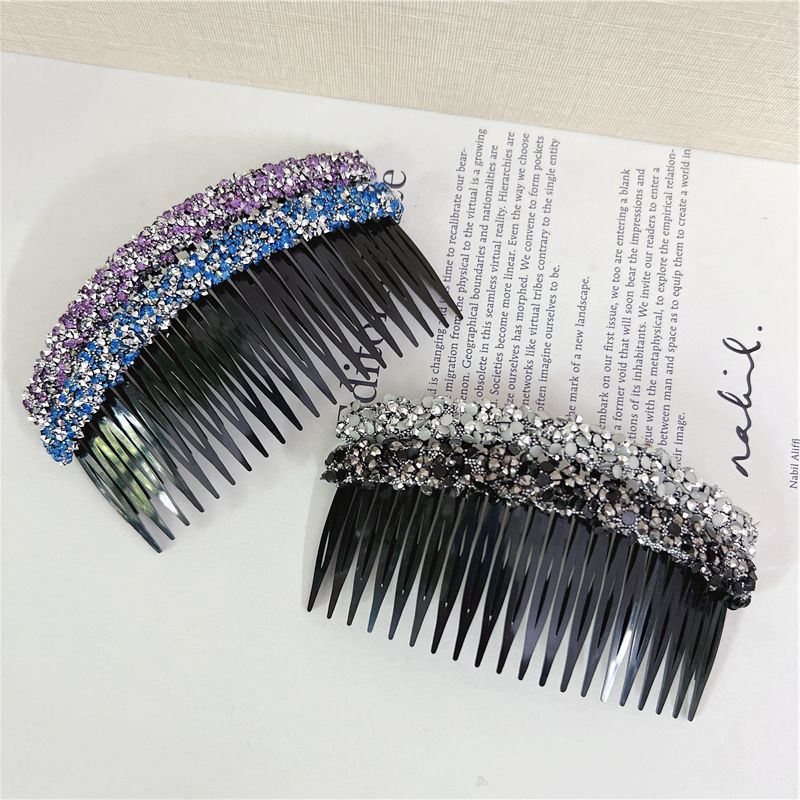 Nuevo Super Flash rhinestone peine 2023 frente Bangs pelo roto acabado artefacto Cabeza trasera Peine del pelo accesorios para el cabello al por mayor para las mujeres image 6