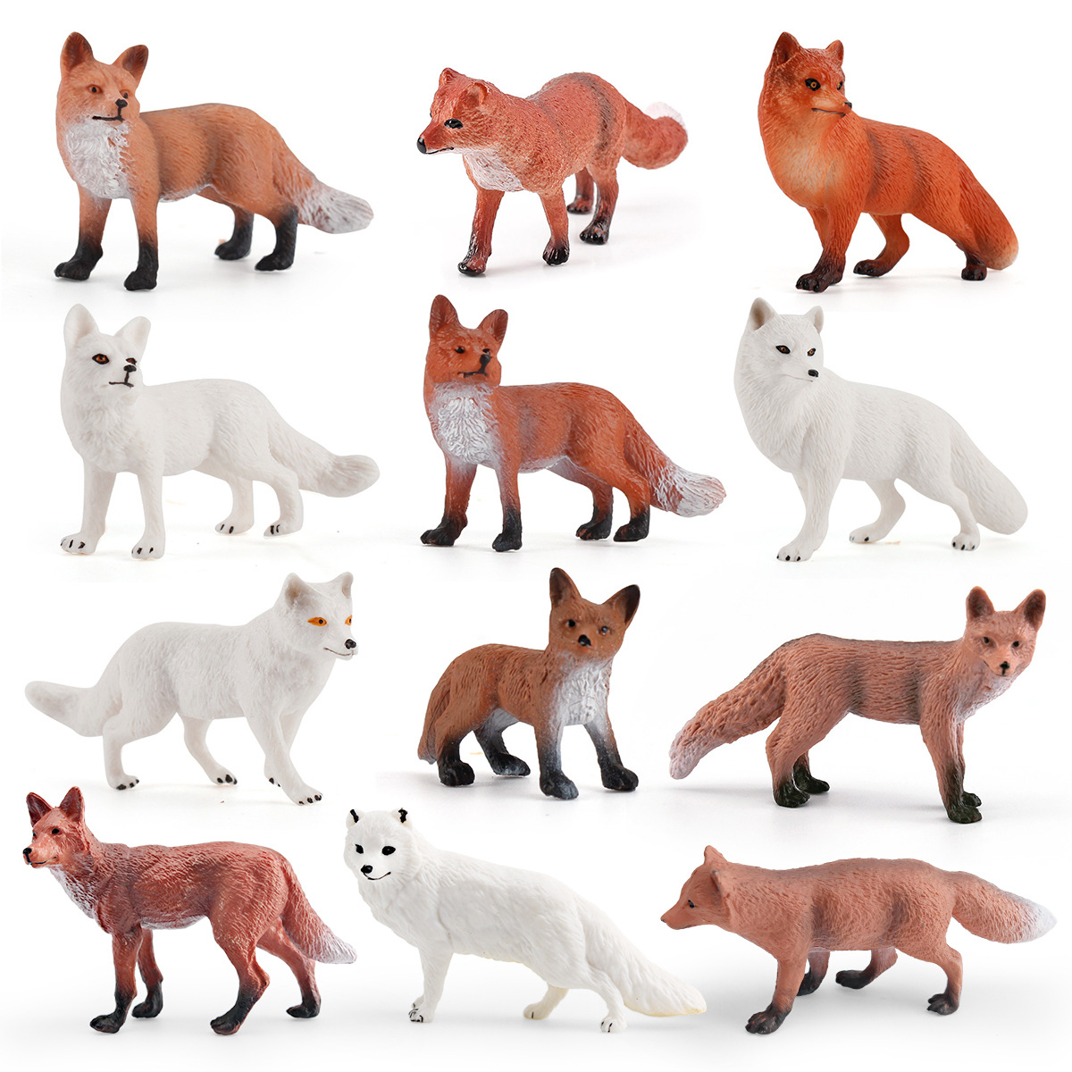 Simulación transfronteriza sólido modelo de zorro salvaje zorro rojo zorro blanco grande zorro ártico zorro rojo estático adornos hechos a mano para niños