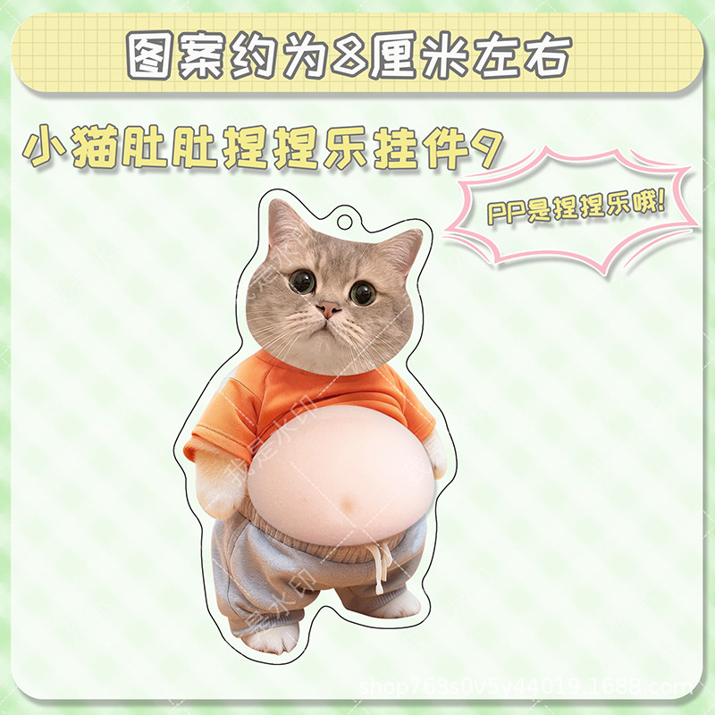 Colgante adorable mascota gatito cachorro acrílico estómago descomprimir pellizco colgante mochila llaveros decoración
