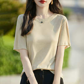 闭眼入一打！夏季新款莱赛尔天丝软糯舒适云朵T恤圆领短袖上衣女