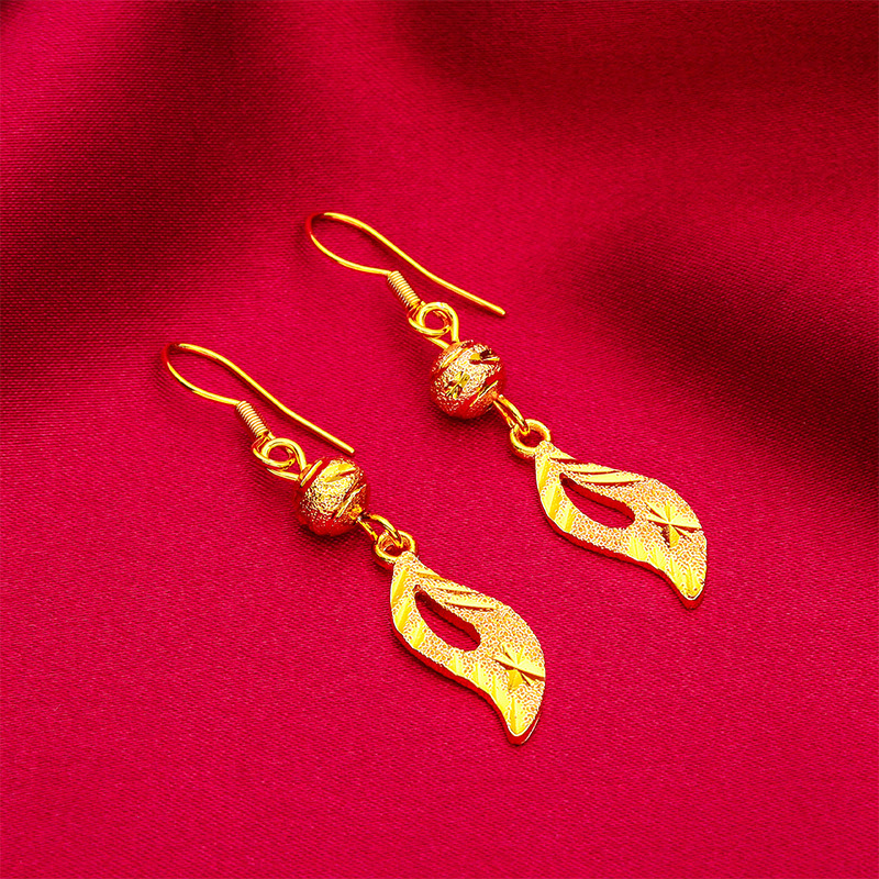 Vietnam sand gold women's fashion leaf earrings car flower women's tassel earrings jewelry wholesale straight leaf earrings women