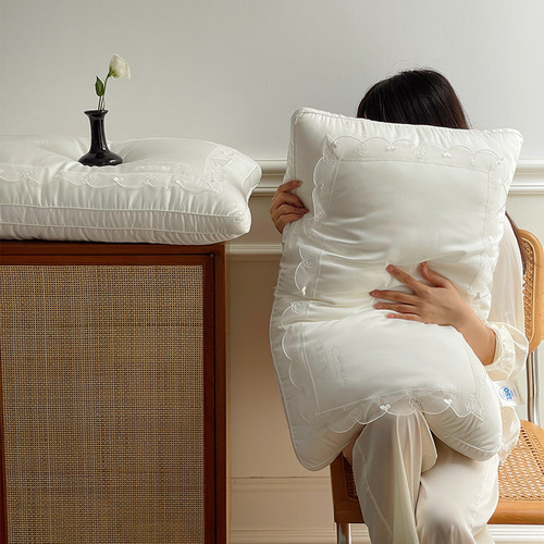 Miss Camellia soy fiber pillow core lace ins wabi-sabi style pillow cotton blended woody double-sided three-dimensional pillow