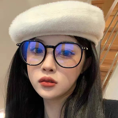 Black Frame Glasses for Women - Anti-Blue Light, Plain, Bare Face, Finished, Myopia Compatible with Prescription