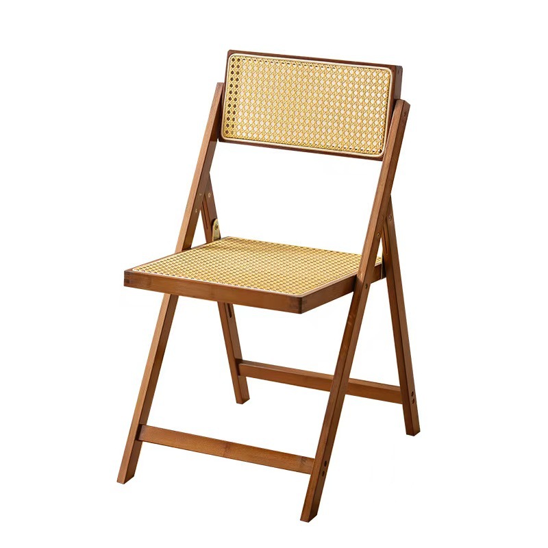 厂家定制楠竹复古中式折叠竹椅藤编靠背椅来样diy加工批发可贴标