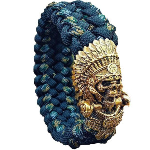Amazon AliExpress hot sale EDC outdoor DIY woven umbrella rope bracelet brass buckle pure copper chief skull